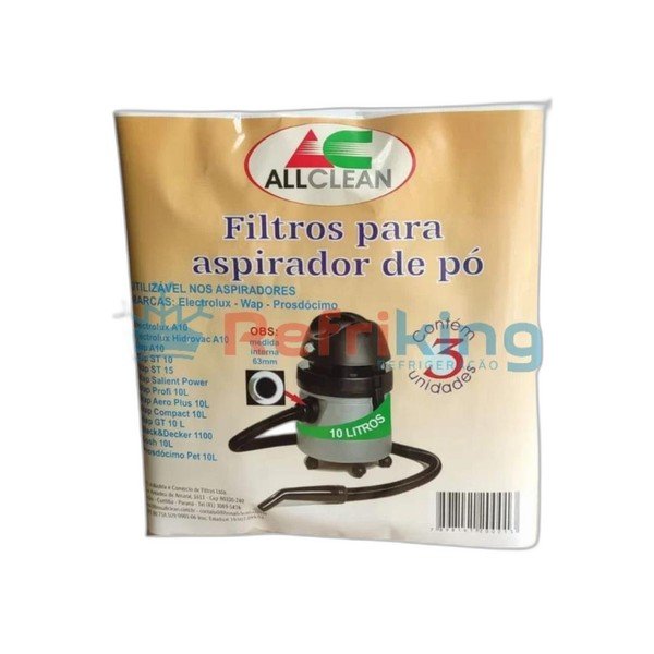 FILTRO DE PAPEL P/ASPIRADOR DE PO A-10 - C/3 UNIDS - LimpaMaxx Icaraí
