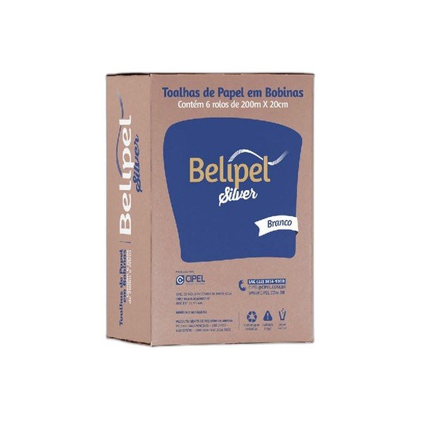 PAPEL TOALHA BOBINA BRANCO BELIPEL - C/6X20CMX200M - LimpaMaxx Icaraí